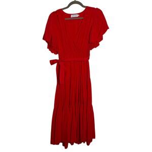 Petal & Pup Red Midi Wrap Dress Women's Size Medium